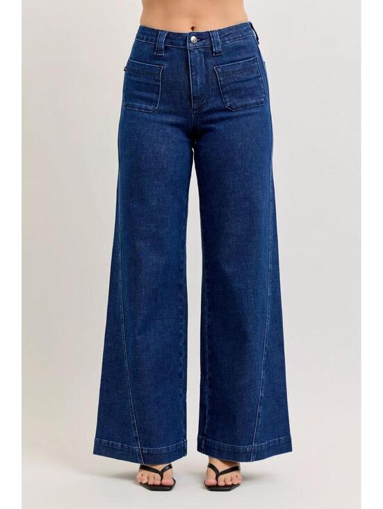 Judy Blue Denim - Judy Blue High-Waisted Retro Wide Jeans with Patch Pkts & Twisted Seams